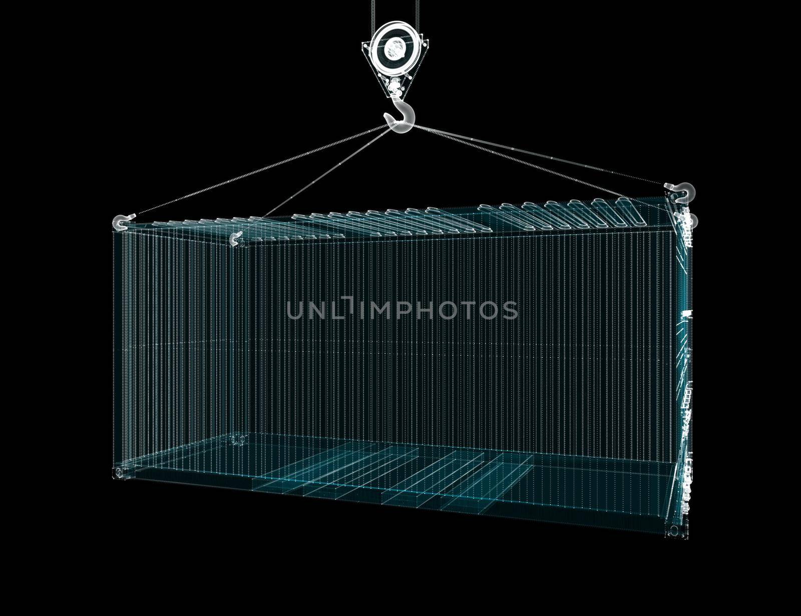 Cargo Shipping Container Hologram. Transport and Technology Concept by cherezoff