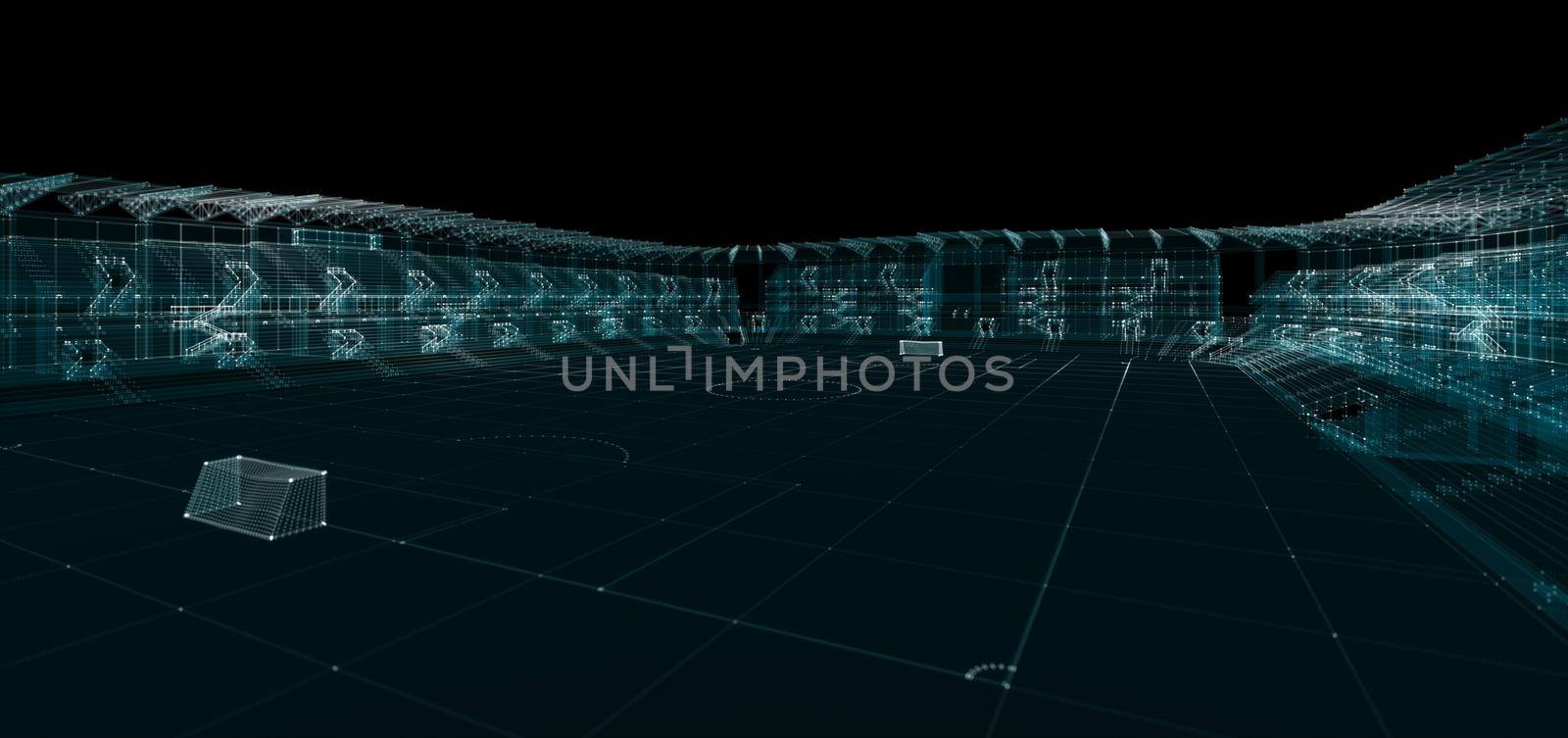 Universal Stadium Hologram. Sport and Technology Concept. Interface element. 3d illustration