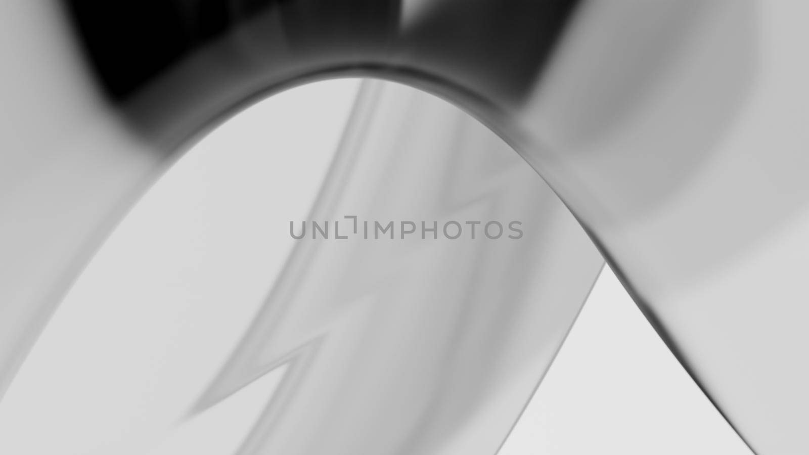 Abstract black and white 3d illustration with geometric curved shapes. Background for graphic design templates or presentations