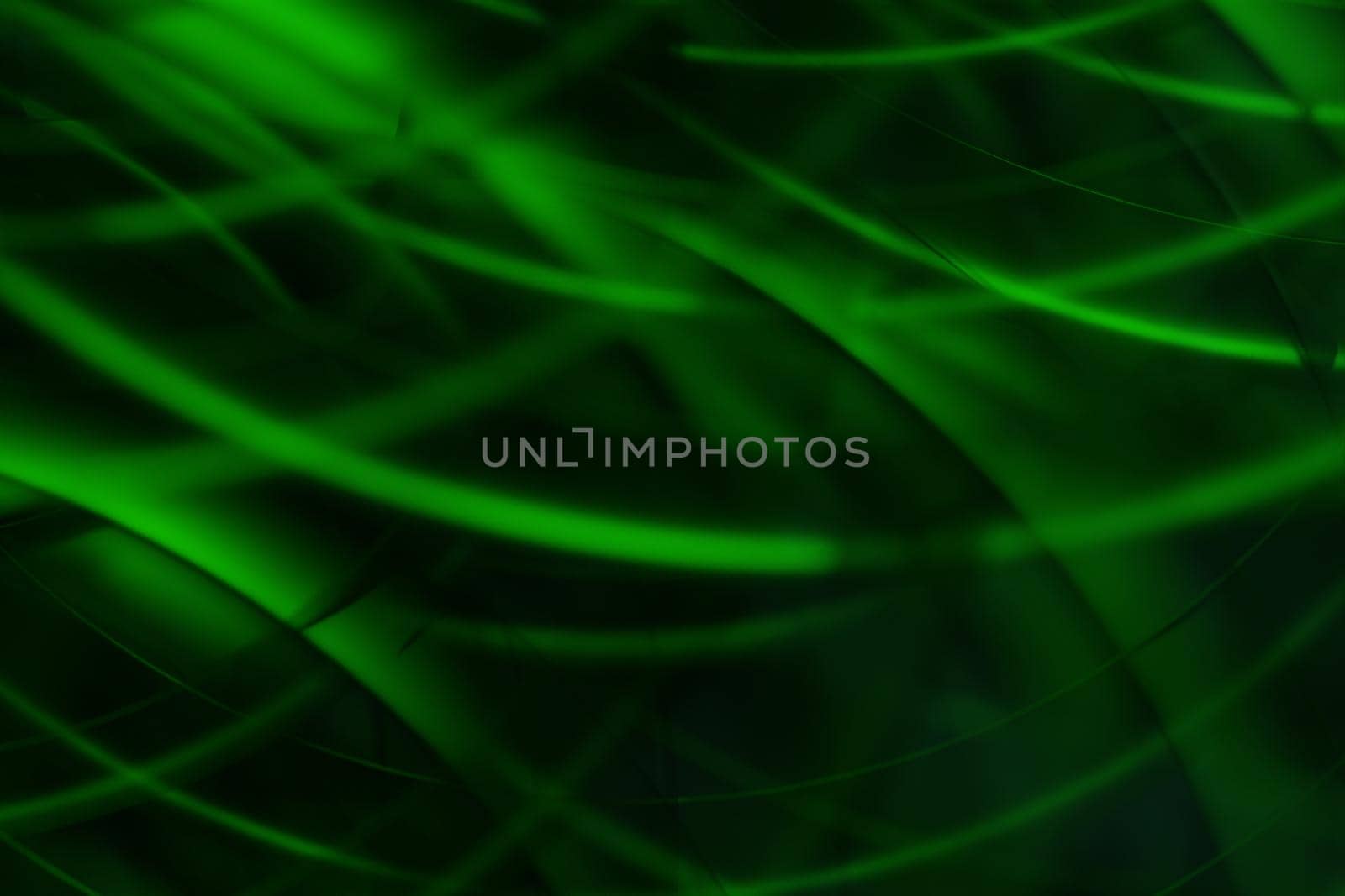 Abstract green 3d illustration - geometric background with waves, spirals and transparency effects