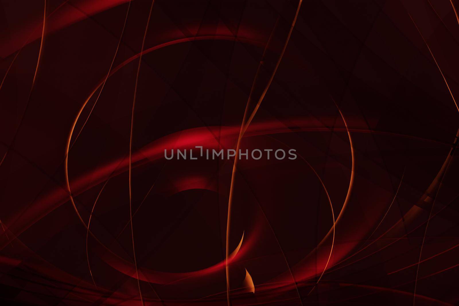 3d illustration of an abstract colorful red background with spirals, lines and geometric patterns