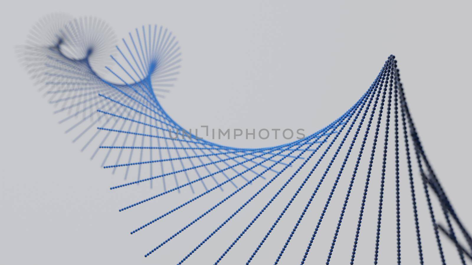 Abstract illustration of a waving and twisting geometric structure. Digital illustration - 3D rendering