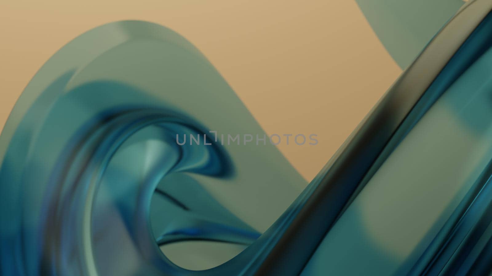 Abstract teal colorful background with distorted, curved geometry - 3d illustration (rendering)