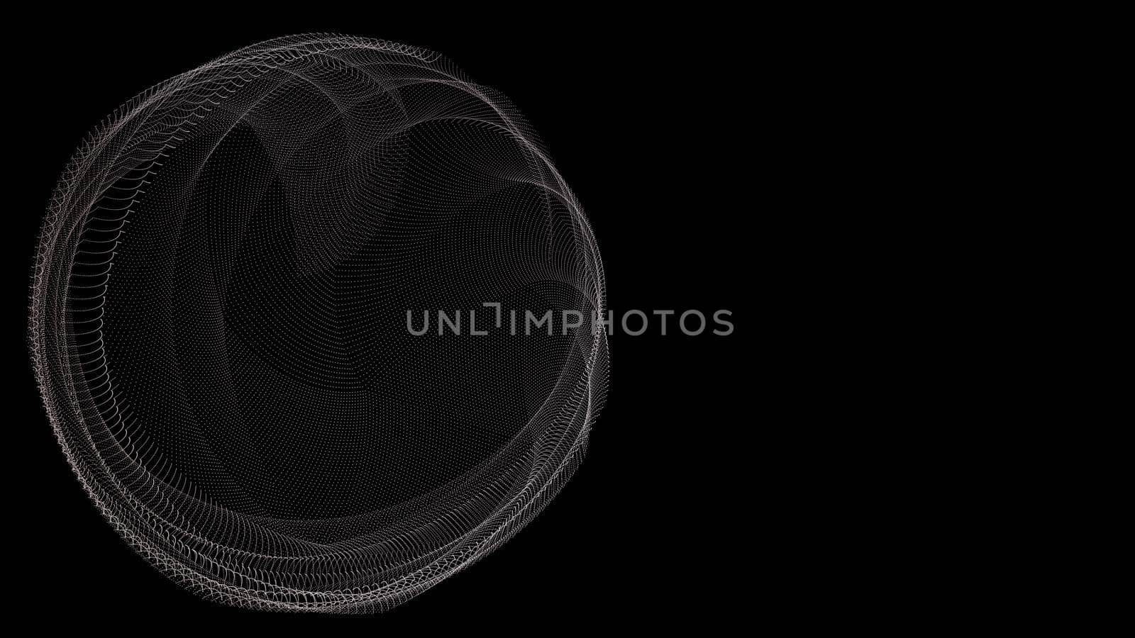 Abstract background 3d illustration of an empty geometric object, wireframe dotted structure. by mihaizaharia