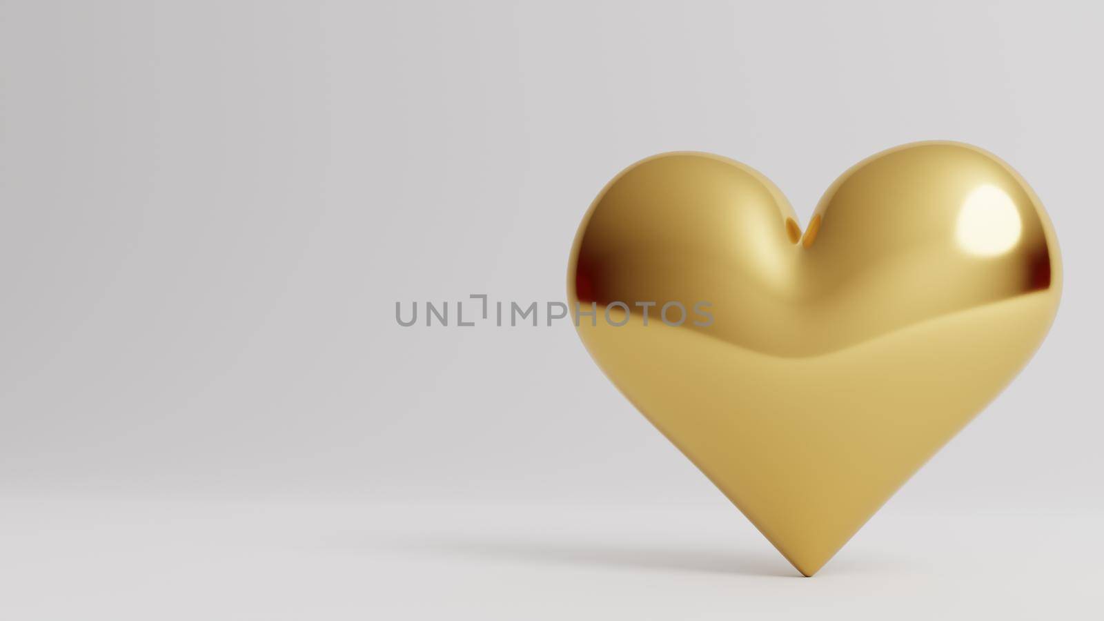 SIngle gold heart isolated on white background. Valentine's Day 3d illustration - rendering by mihaizaharia