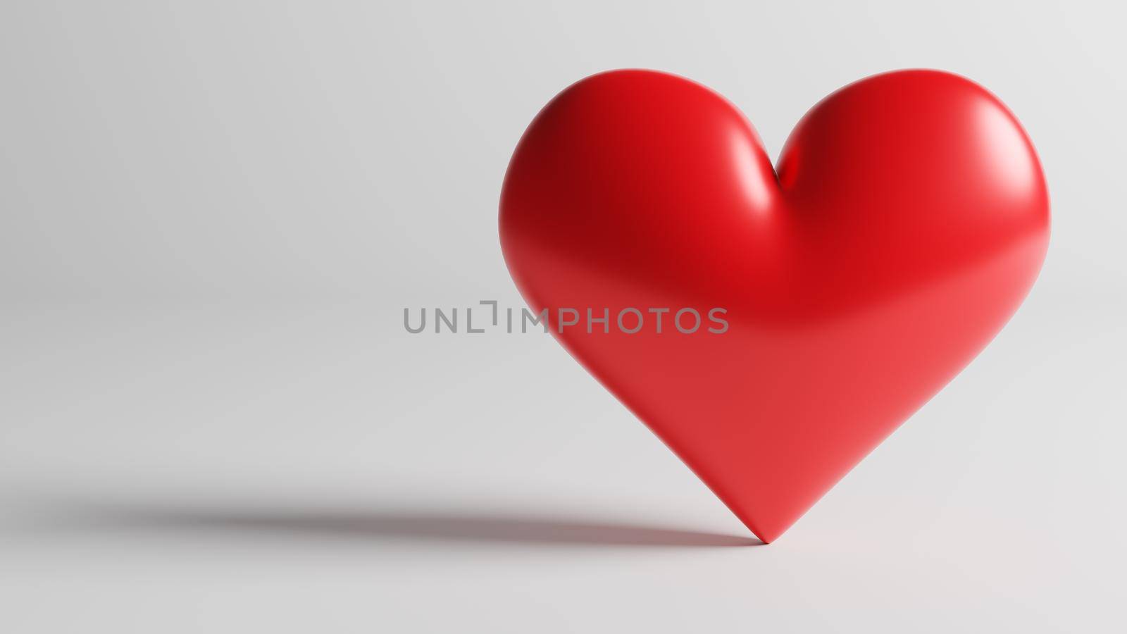 SIngle red heart isolated on white background. Valentine's Day 3d illustration - rendering by mihaizaharia