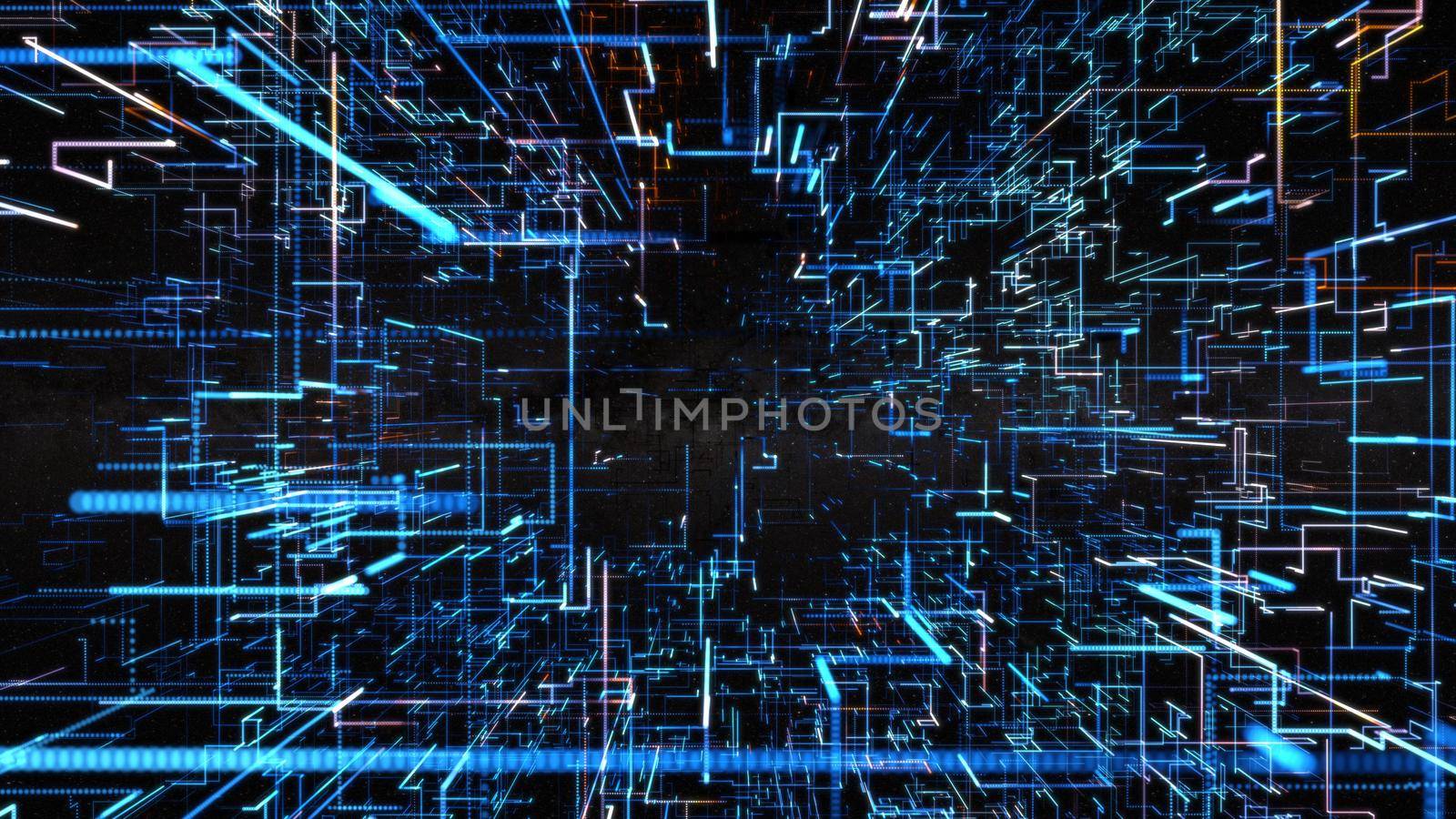 Abstract glowing structure of lines. Modern technology 3d illustration