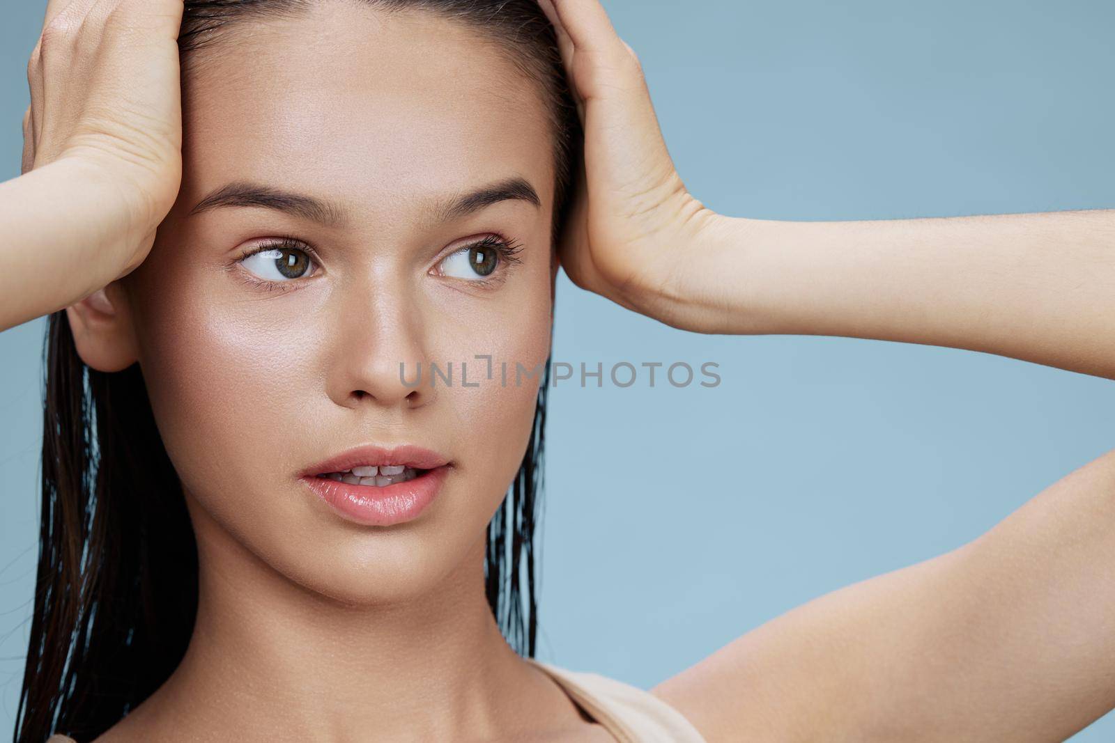 portrait woman hand near face attractive look close-up Lifestyle by SHOTPRIME