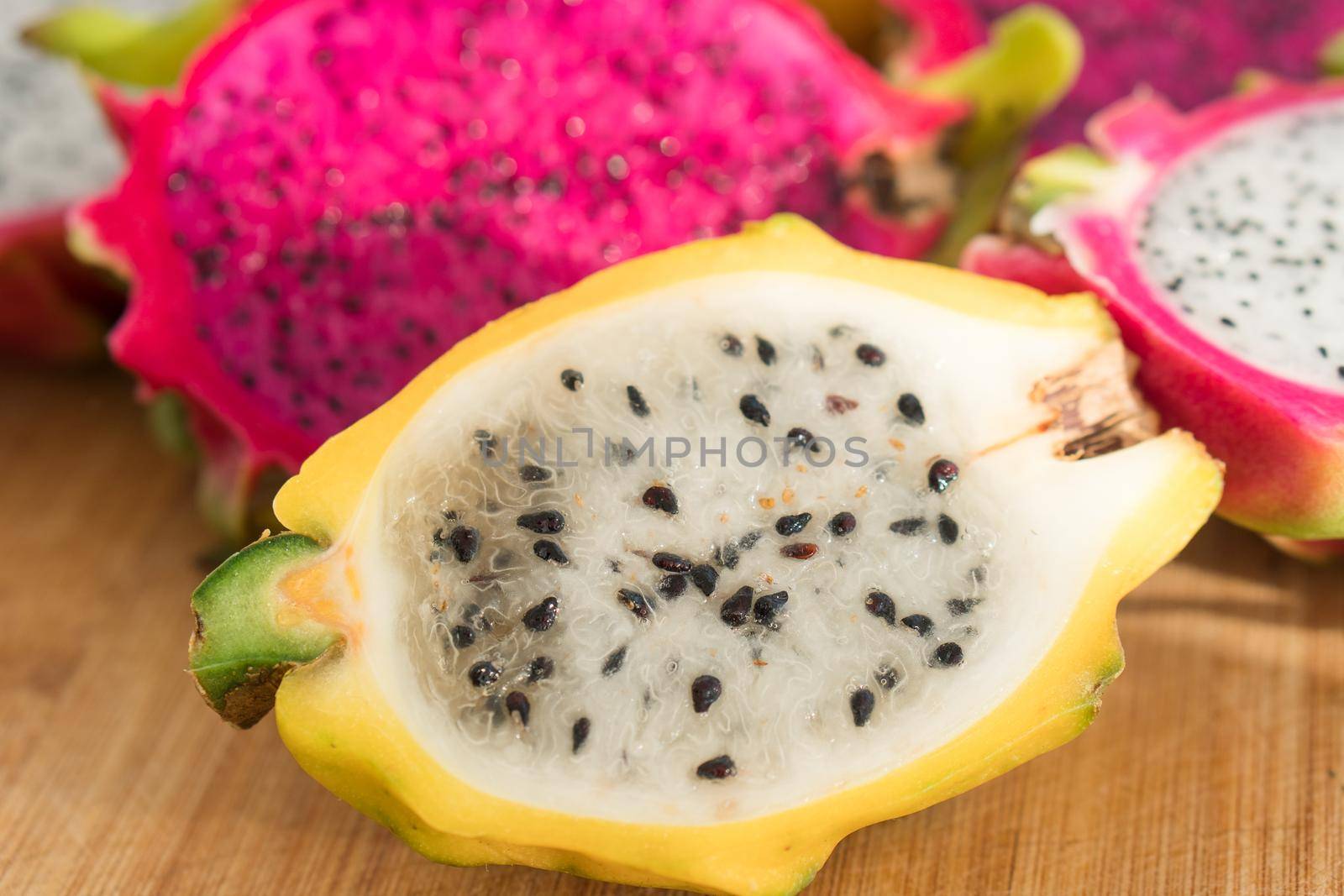 Fresh ripe organic dragon fruit or pitaya, pitahaya. Exotic fruits, healthy eating concept.