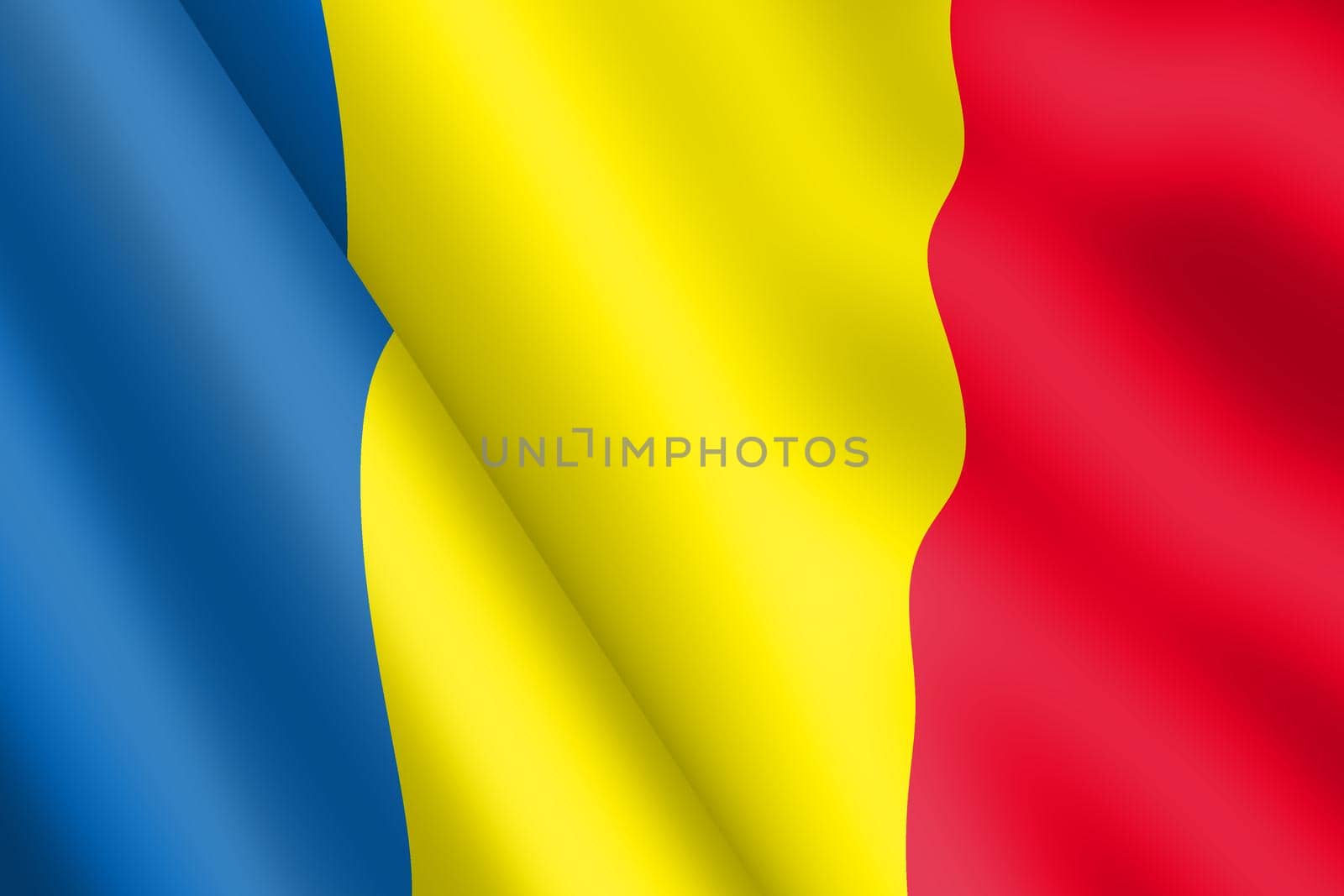 A Romania waving flag 3d illustration wind ripple