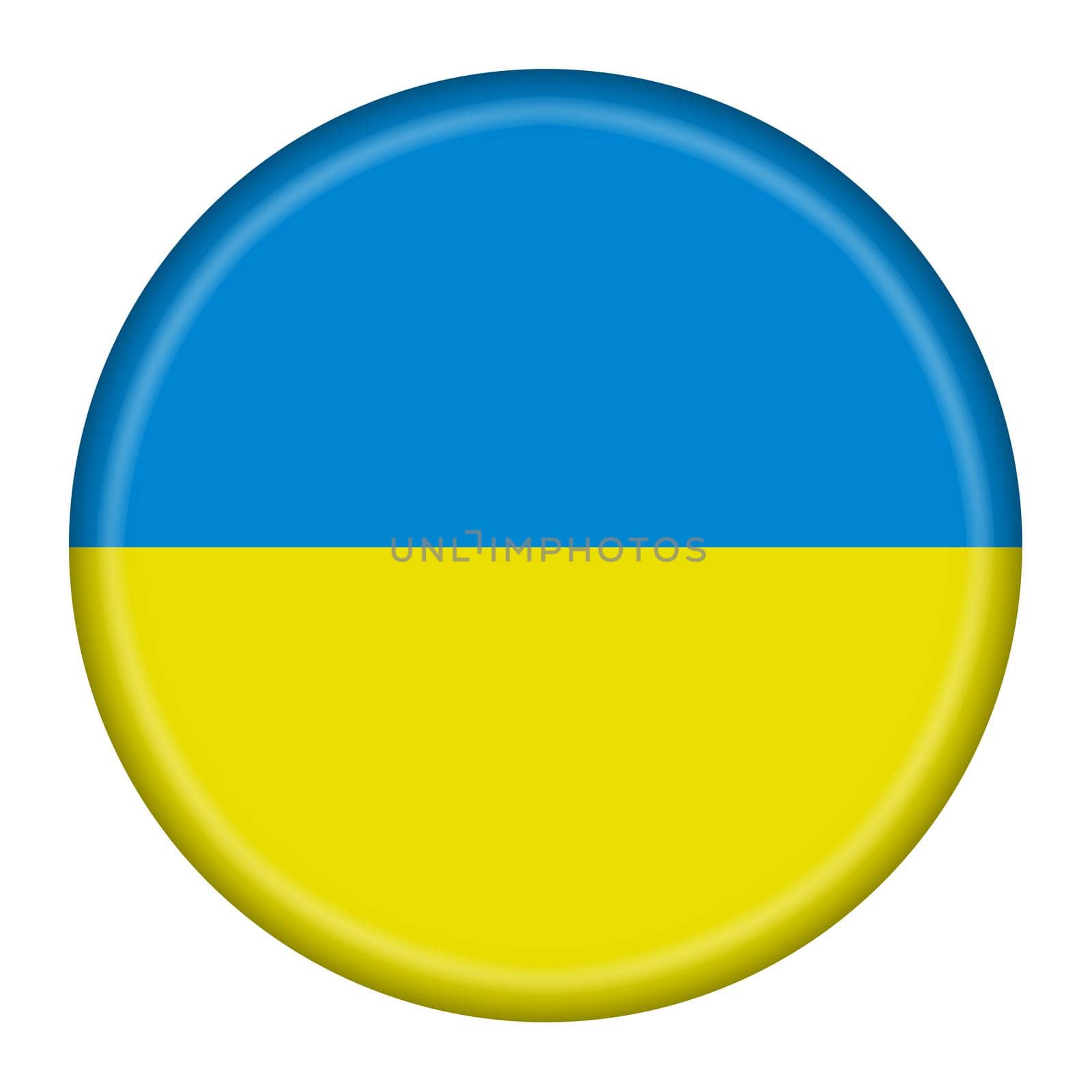 A Ukraine flag button 3d illustration with clipping path