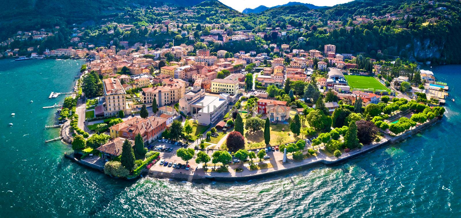 Menaggio, Como Lake. Panoramic aerial view of town of Menaggio on Como Lake, Lombardy region of Italy