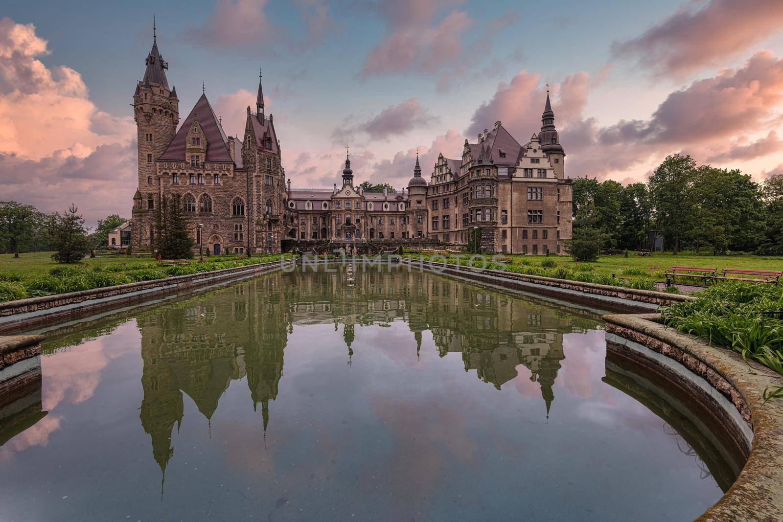 Castle in Moszna, near Opole, Silesia, Poland by mot1963