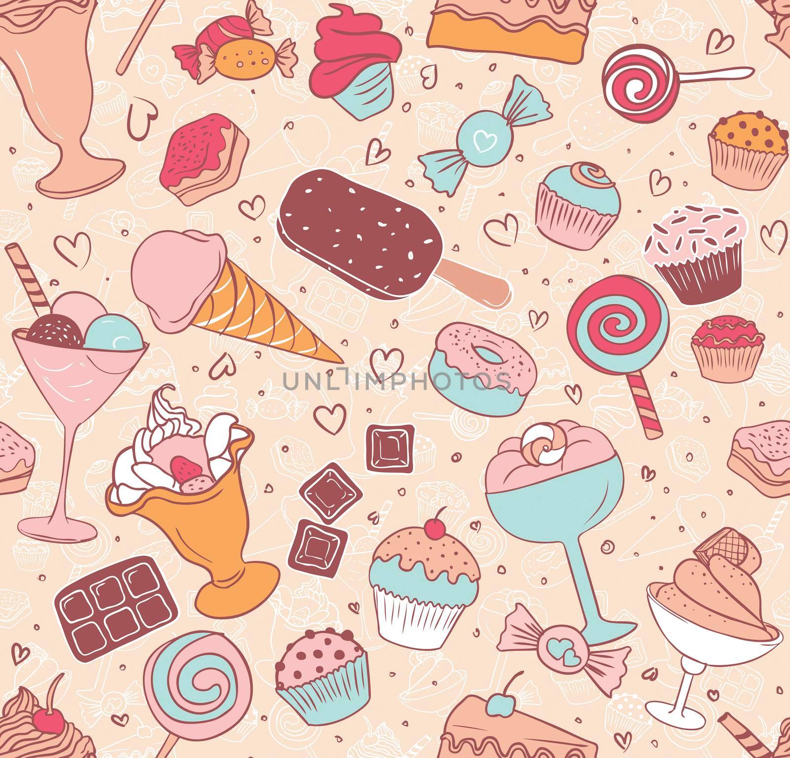 Pink seamless candy pattern.