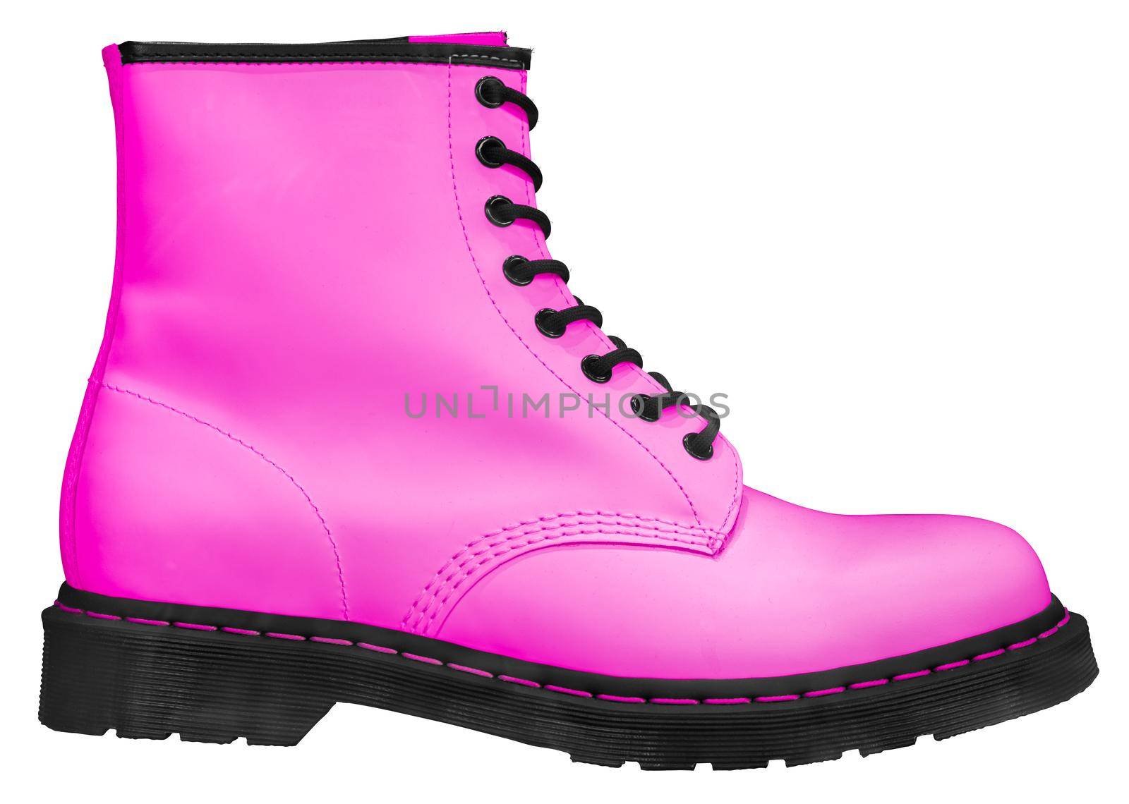 Isolated Fashionable Pink Boot On A White Background