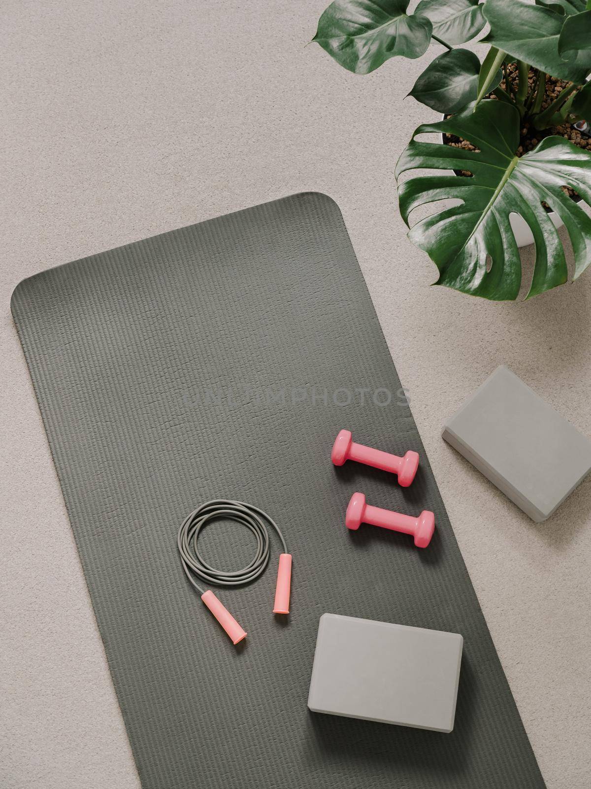 Home fitness concept. Sport mat and equipment by fascinadora