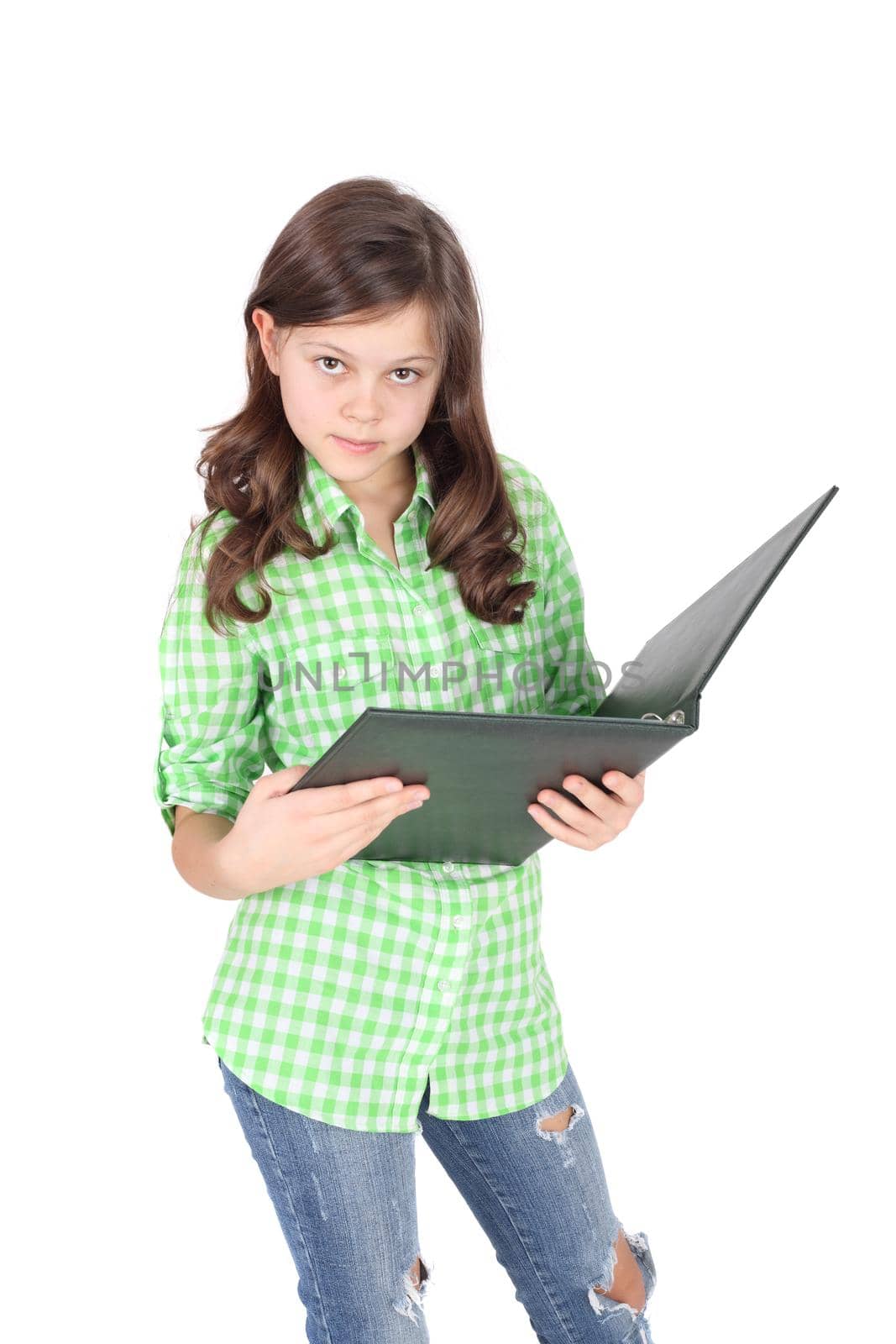 beautiful teen girl with the folder in her hands
