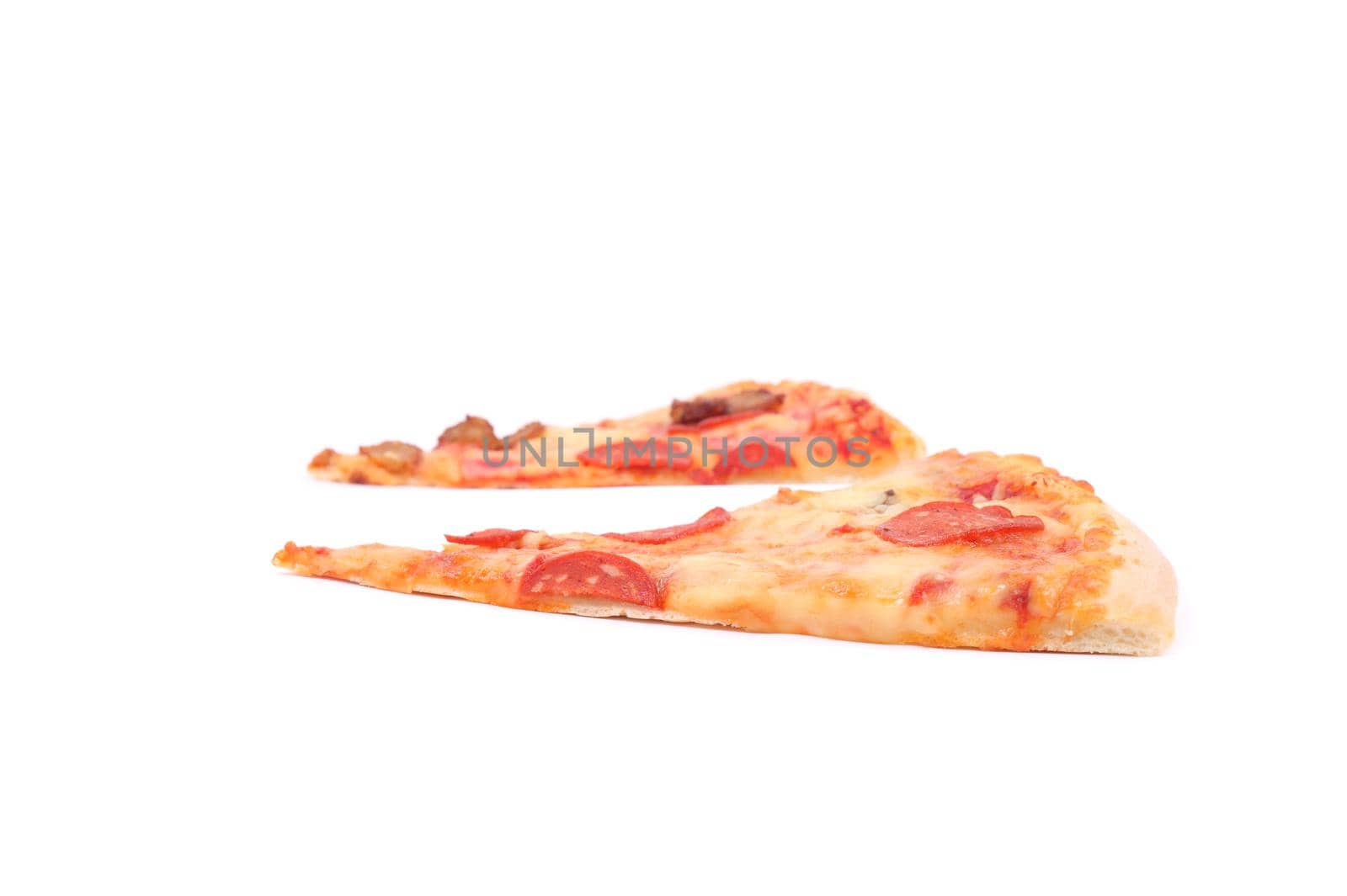 slices of pizza isolated on white