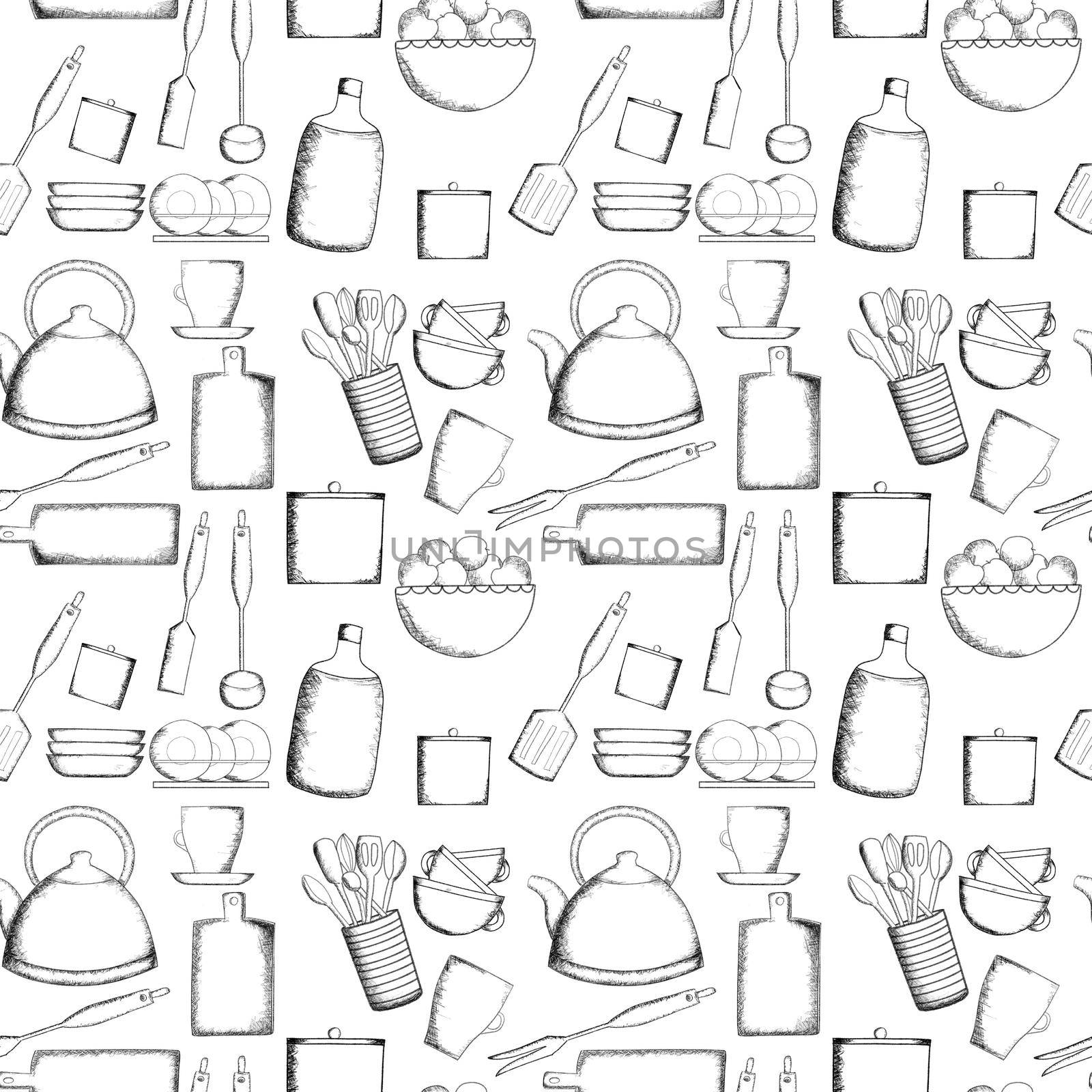 Kitchen utensils seamless pattern by tan4ikk1