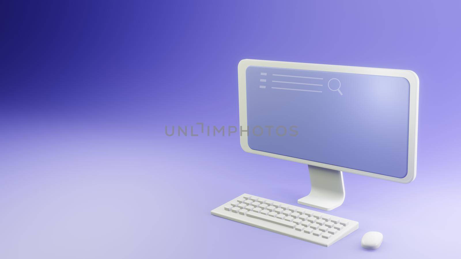 isometric model personal computer isolated blue background with hardware device elements simple style computer concept internet search 3d rendering. by noppha80