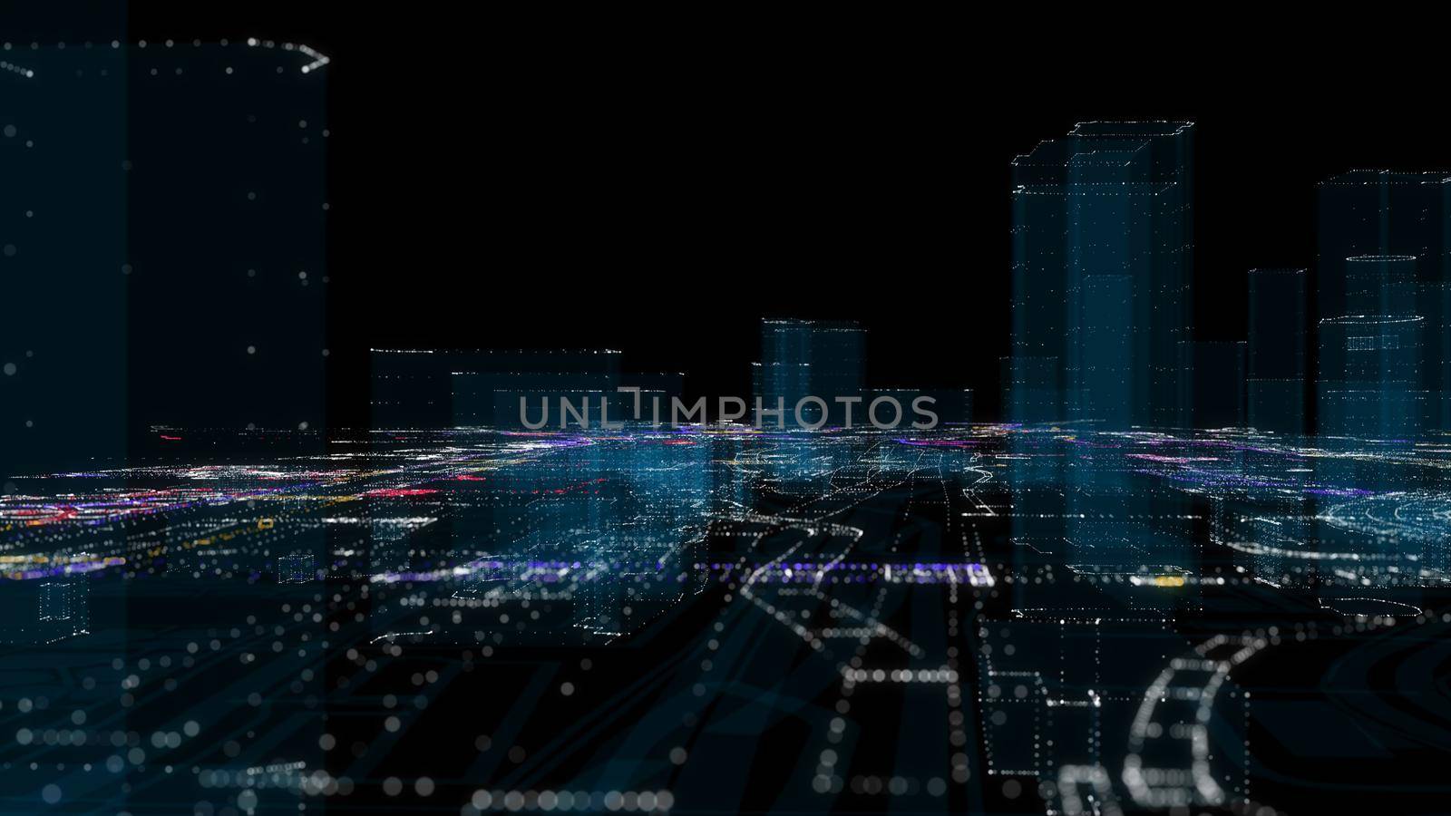 Futuristic Smart Digital City. Smart City And Technology Business Concept by cherezoff