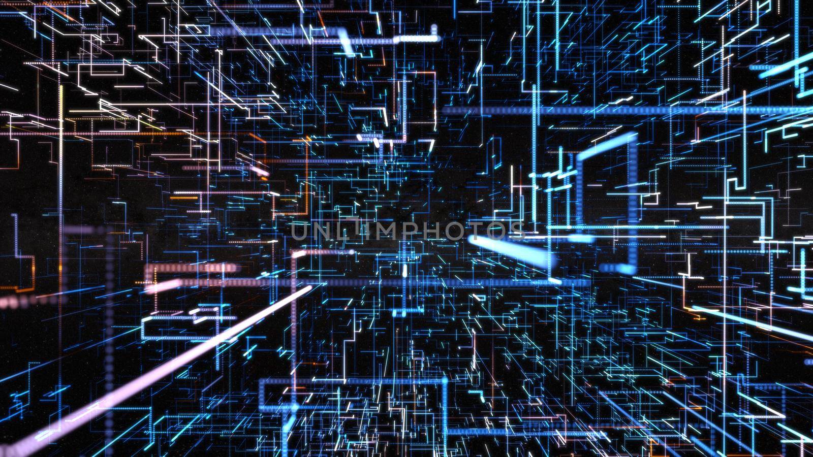 Abstract glowing structure of lines. Modern technology 3d illustration