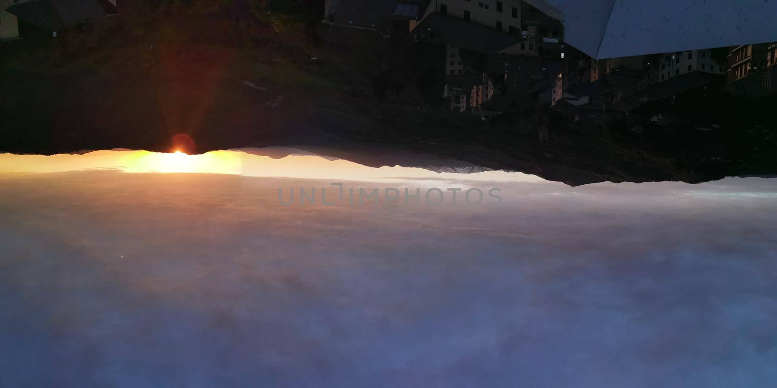 panorama of the sunset from the castle of MonteFiorino Modena on the hills. High quality photo