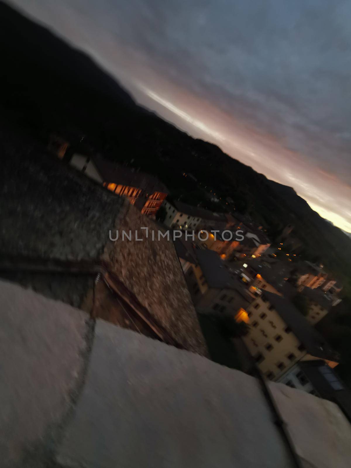 panorama of the sunset from the castle of MonteFiorino Modena on the hills. High quality photo