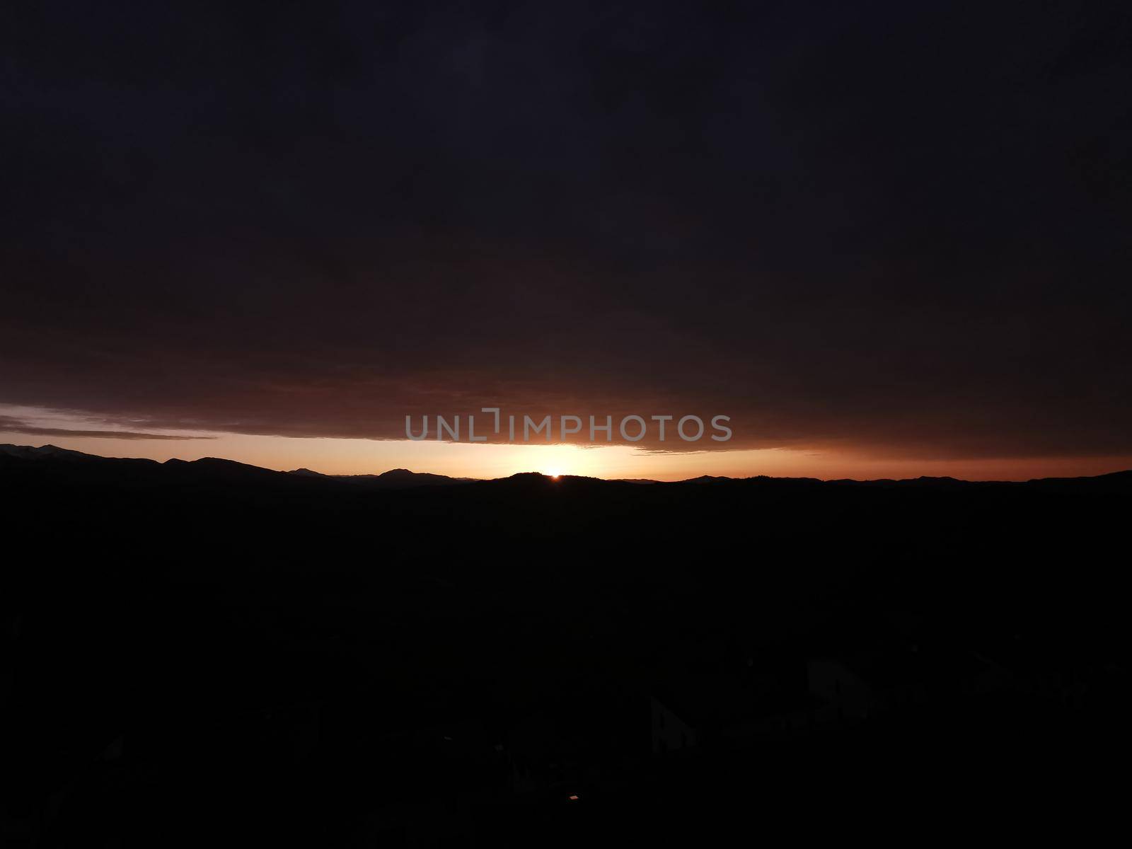 panorama of the sunset from the castle of MonteFiorino Modena on the hills. High quality photo