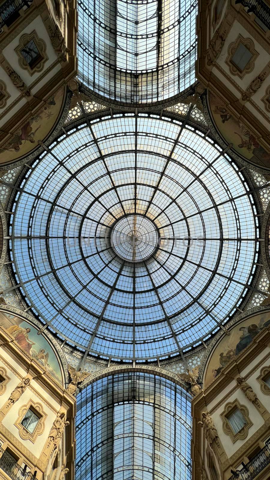 Milan glass and metal roof of the Vittorio Emanuele II gallery. High quality photo