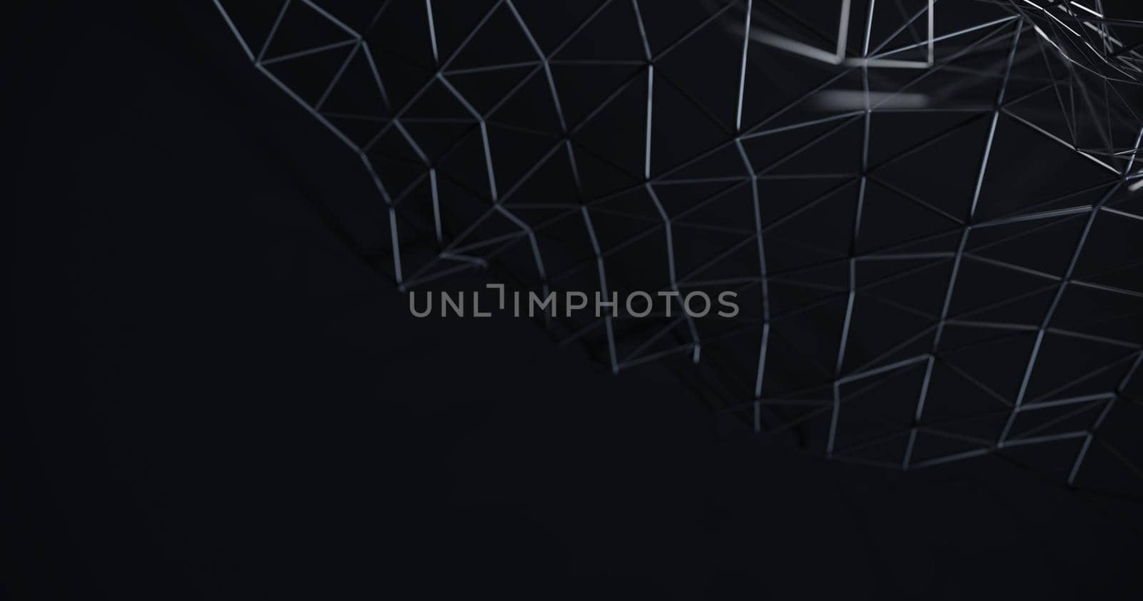 Abstract black science 3D background. Network connection structure, 3d rendering.