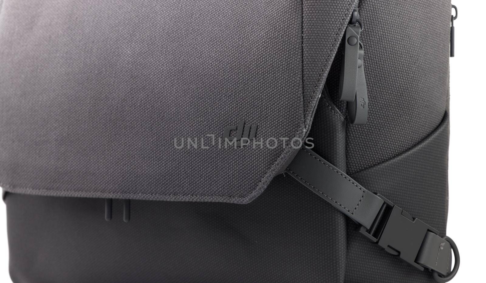 New DJI Mavic 3 Drone bag isolated on white. Accessory for carrying and storing the quadcopter. DJI world leader developer and manufacturers in UA. 17.12.2021, Rostov region, Russia.