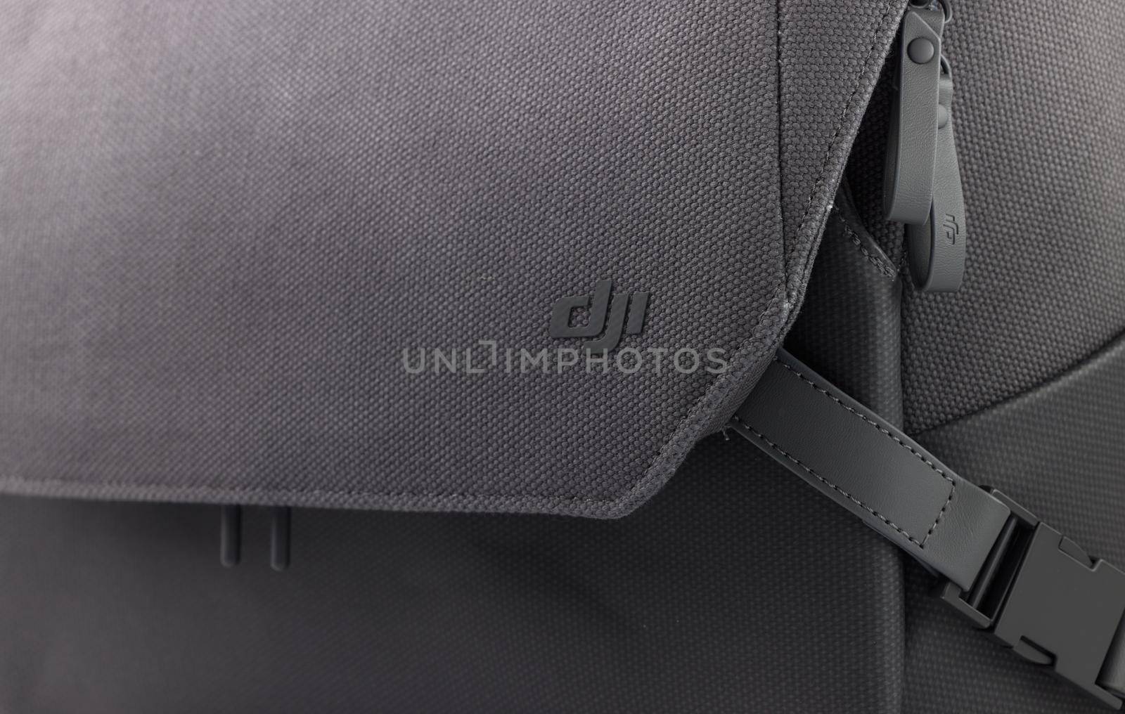 New DJI Mavic 3 Drone bag isolated on white. Accessory for carrying and storing the quadcopter. DJI world leader developer and manufacturers in UA. 17.12.2021, Rostov region, Russia.