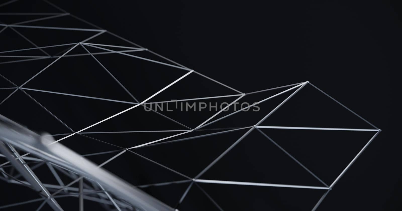 Abstract black science 3D background. Network connection structure, 3d rendering by Dvorak