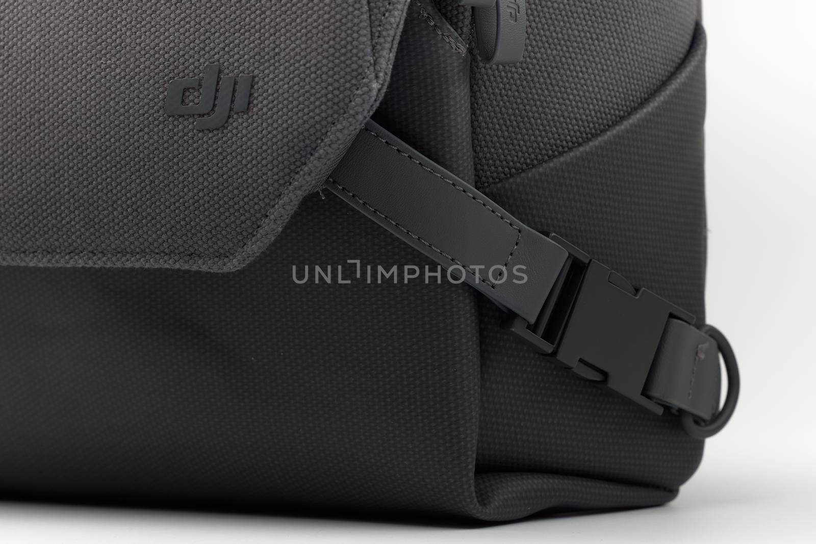 New DJI Mavic 3 Drone bag isolated on white. Accessory for carrying and storing the quadcopter. DJI world leader developer and manufacturers in UA. 17.12.2021, Rostov region, Russia.