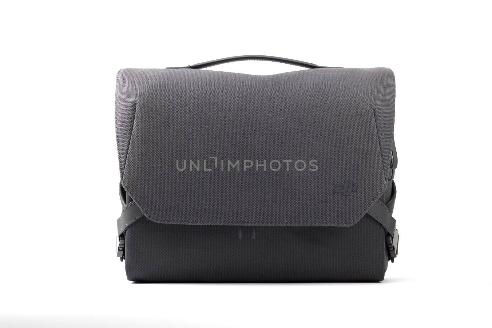 New DJI Mavic 3 Drone bag isolated on white. Accessory for carrying and storing the quadcopter. DJI world leader developer and manufacturers in UA. 17.12.2021, Rostov region, Russia by EvgeniyQW