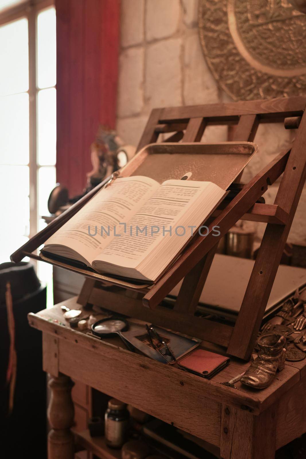 Prayer table with Jewish Torah book for prayers