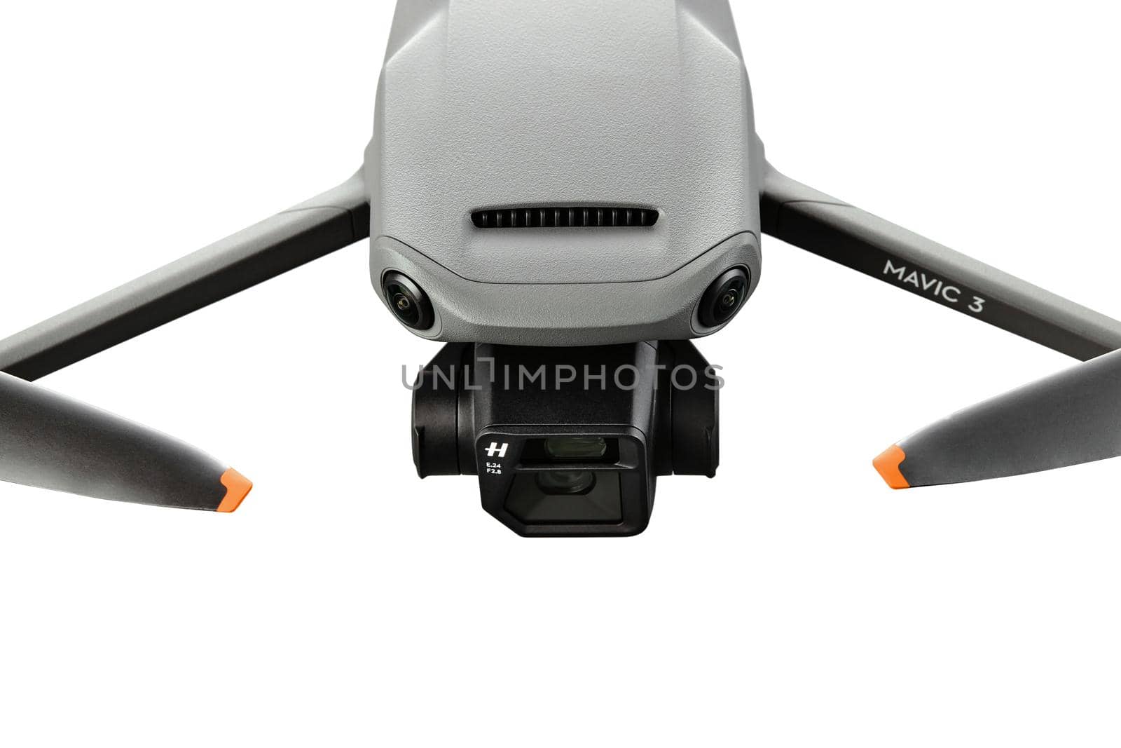Drone portrait. Copter with professional Hasselblad camera. Commercial UAV, New DJI Mavic 3 drone. 17.12.2021, Rostov region, Russia.