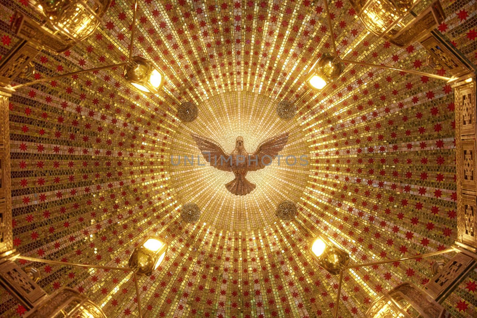 Golden Interior of the Main Temple of the Armed Forces of the Russian Federation. 09.25.2020, Kubinka, Moscow Region, Russia.