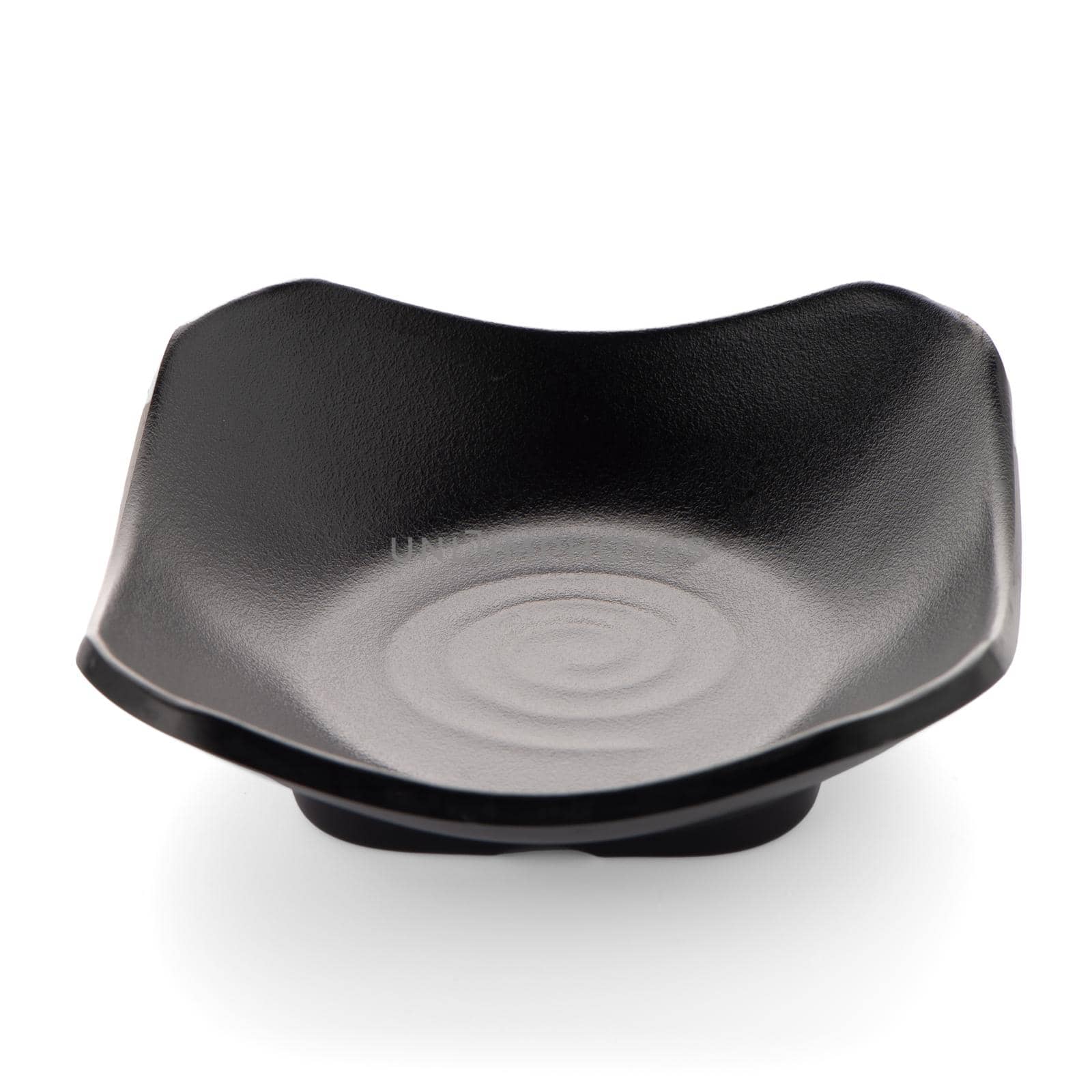 Small black bowl isolated on white background.