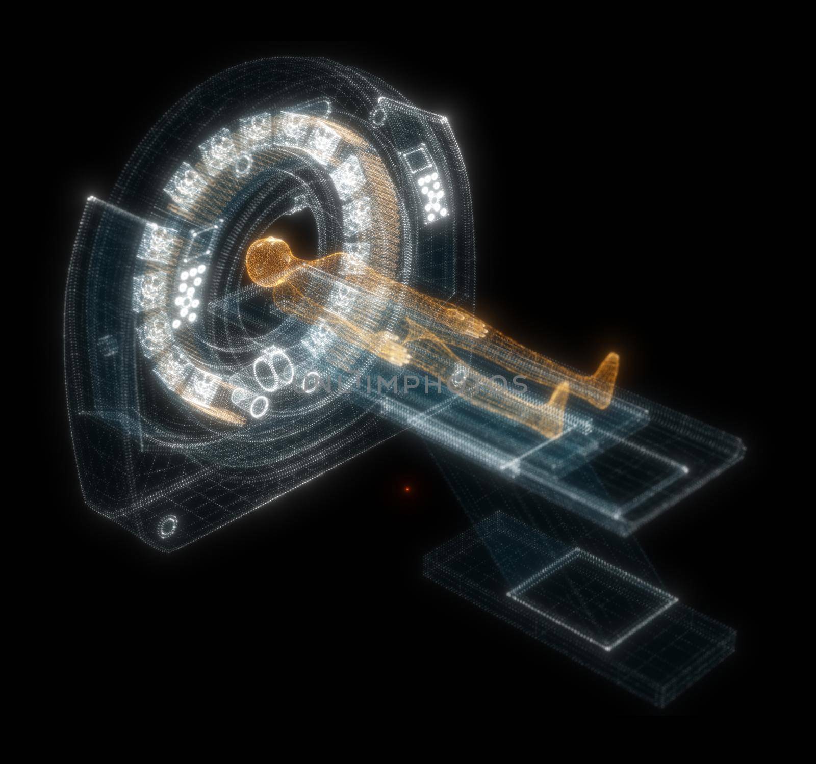 Digital MRI scan with patient Hologram. Medicine and Technology Concept by cherezoff