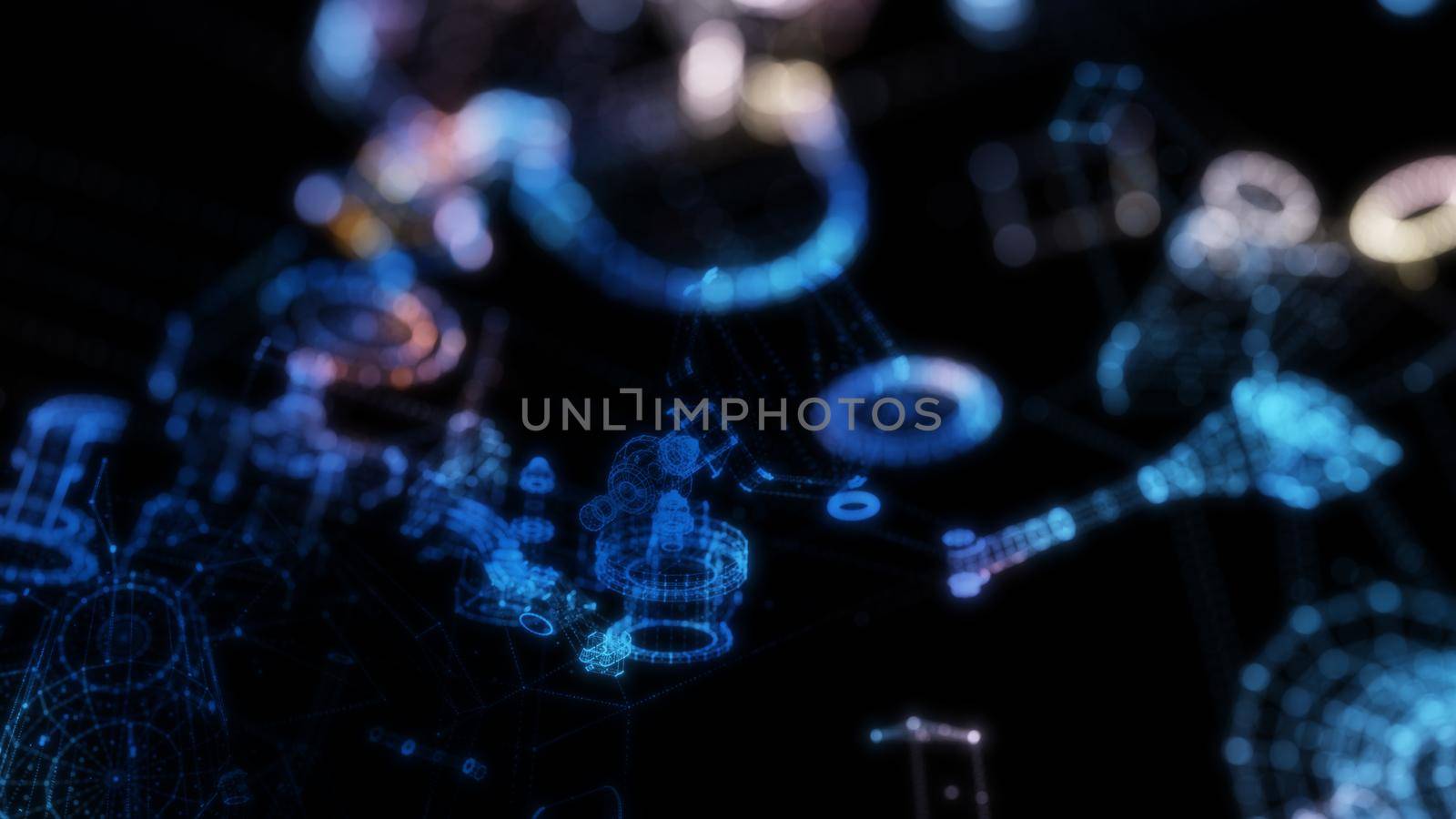 Abstract technology particles mesh background by cherezoff