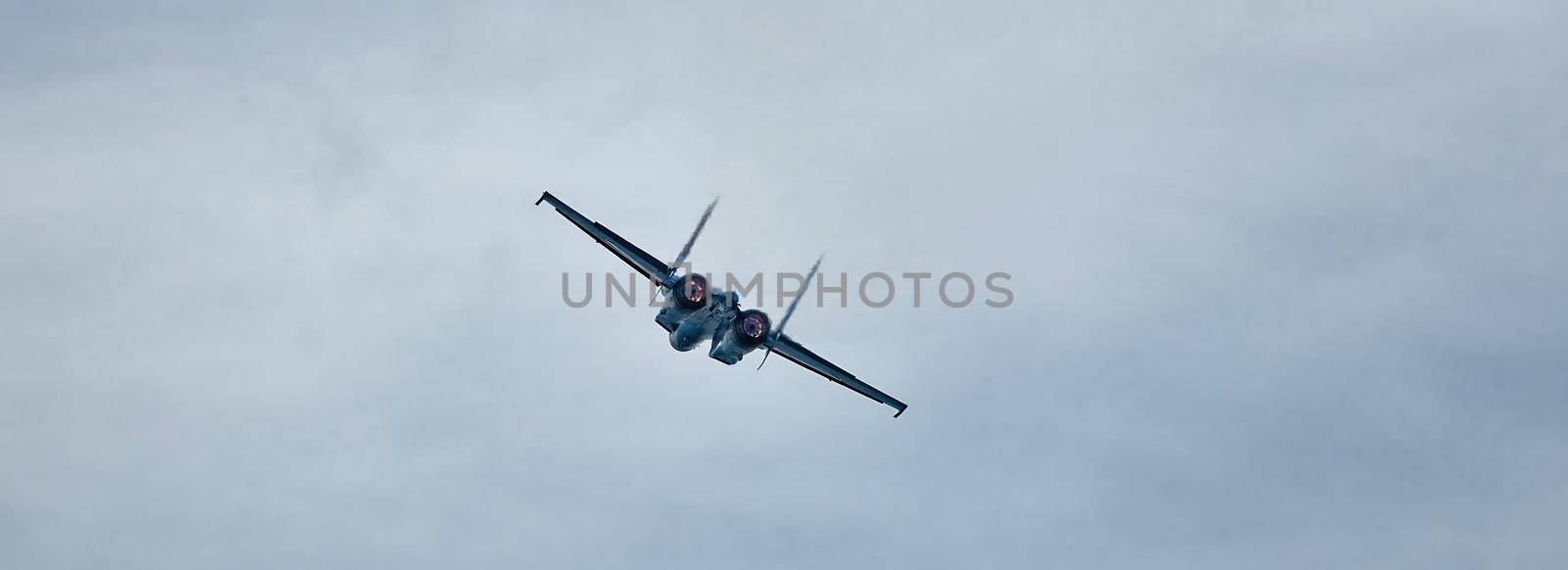 Combat fighter jets flyby with afterburner. clear sky full afterburner.