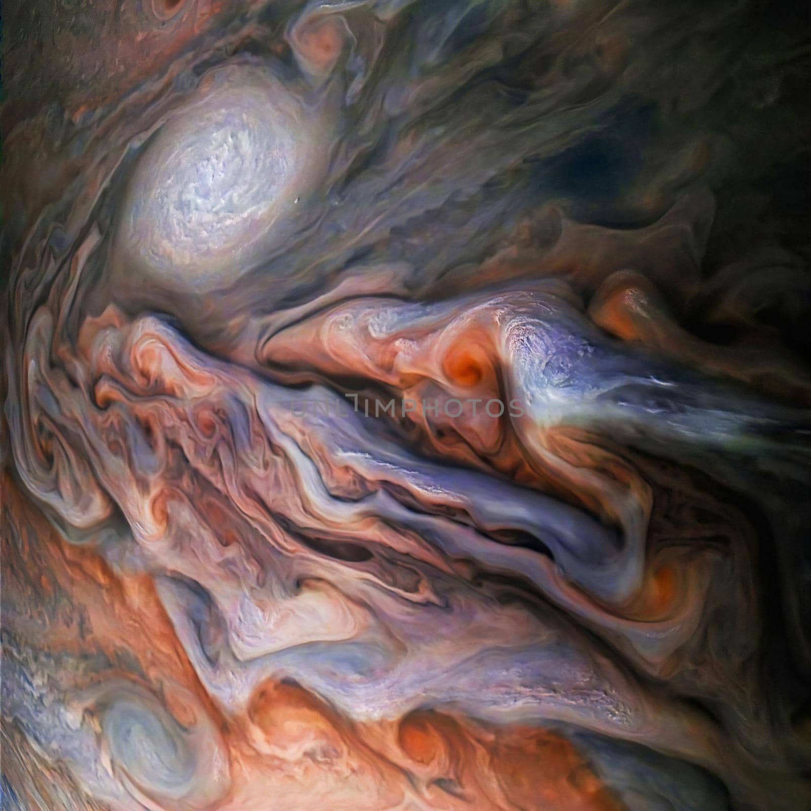 The incredible beauty of Jupiter's atmosphere. Jovian Close Encounter. Jupiter's surface. Elements of image furnished by NASA.