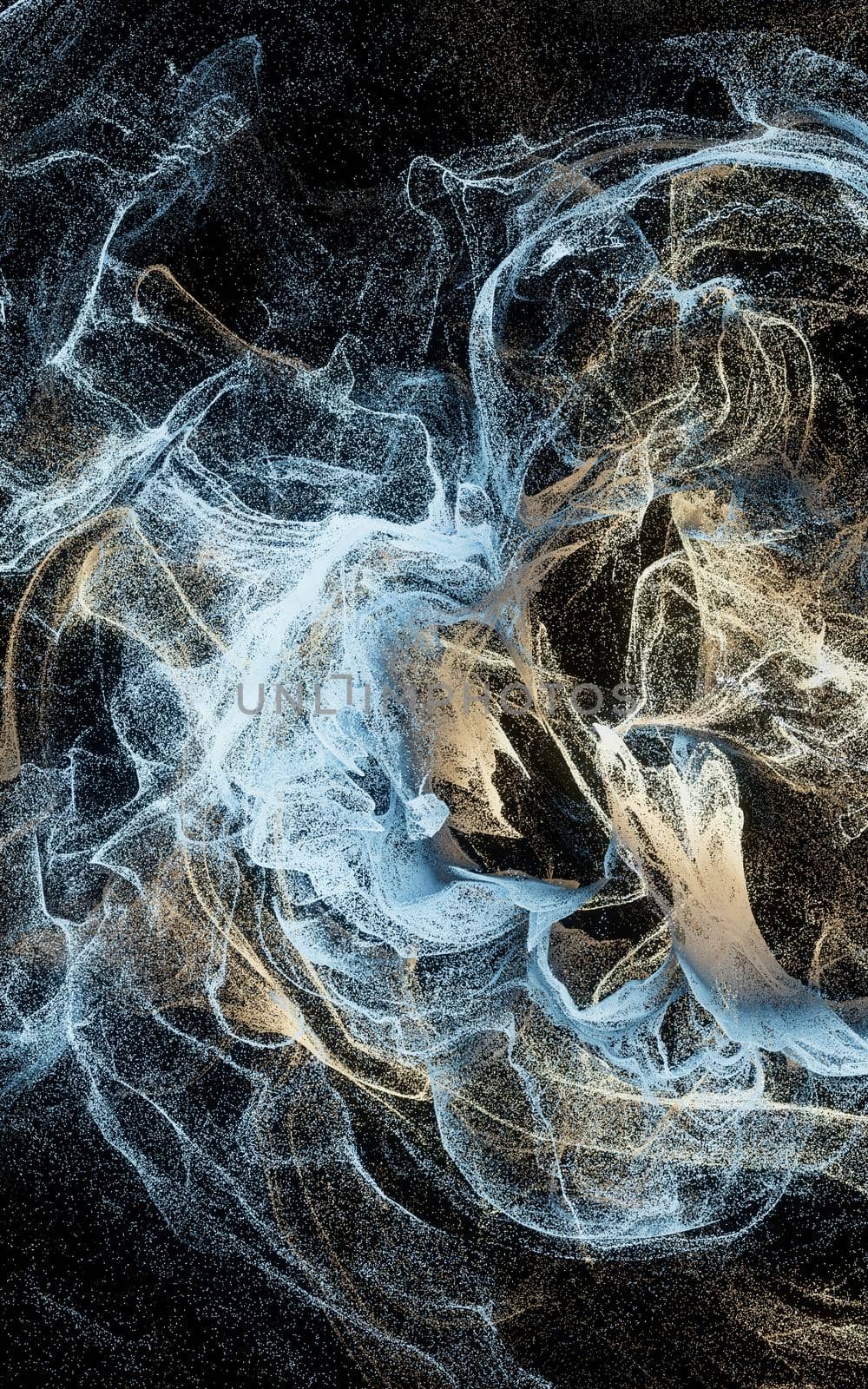 Flowing particles, wave pattern background, 3d rendering. Computer digital drawing.