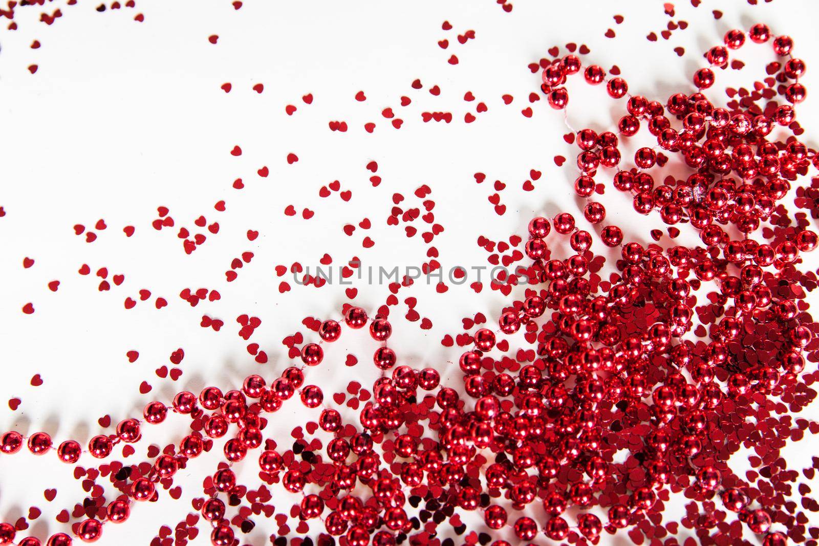 Christmas background with red decoration. White blank