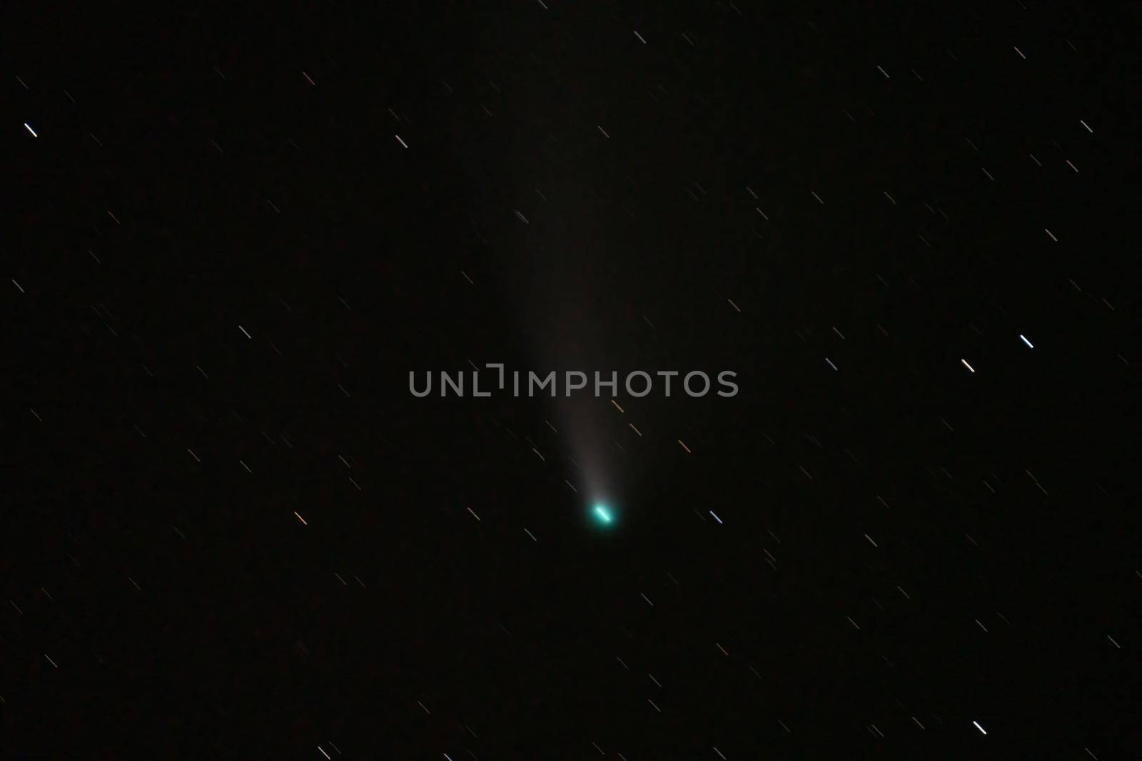 Neowise 2020 F3 comet long shot with star trail, long exposure