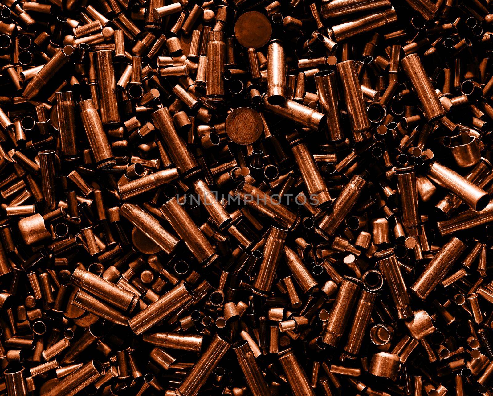 Different size bullet shells on the black ground. War concept. production of ammunition at the factory. brass bullet shell, ammunition manufacturing process by EvgeniyQW