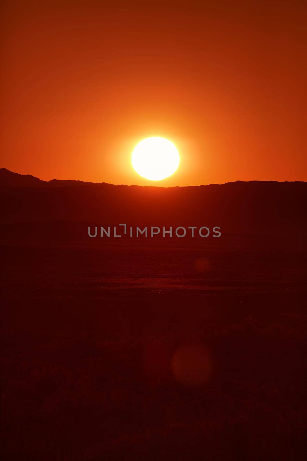 Beautiful Sunrise over the mountains Contour of the mountains, orange dawn. Disk of the sun and the first rays of the sun by EvgeniyQW
