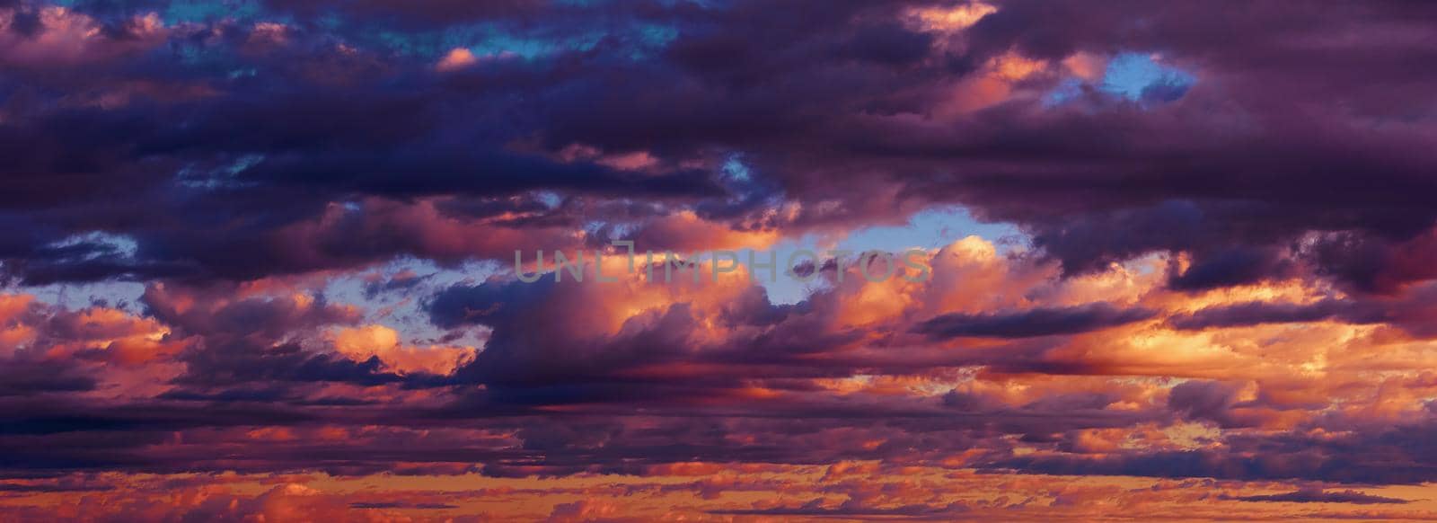 Beautiful Clouds at sunset, panorama of the sky. the colours of the sunset. by EvgeniyQW